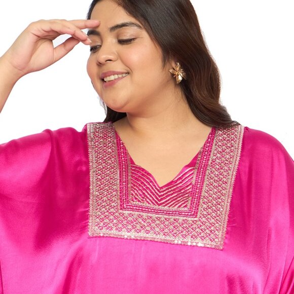 Gypsie Blu Stylish Satin Sequences Caftan Dress Comfortable Maxi Dress for Women - Picture 6 of 8